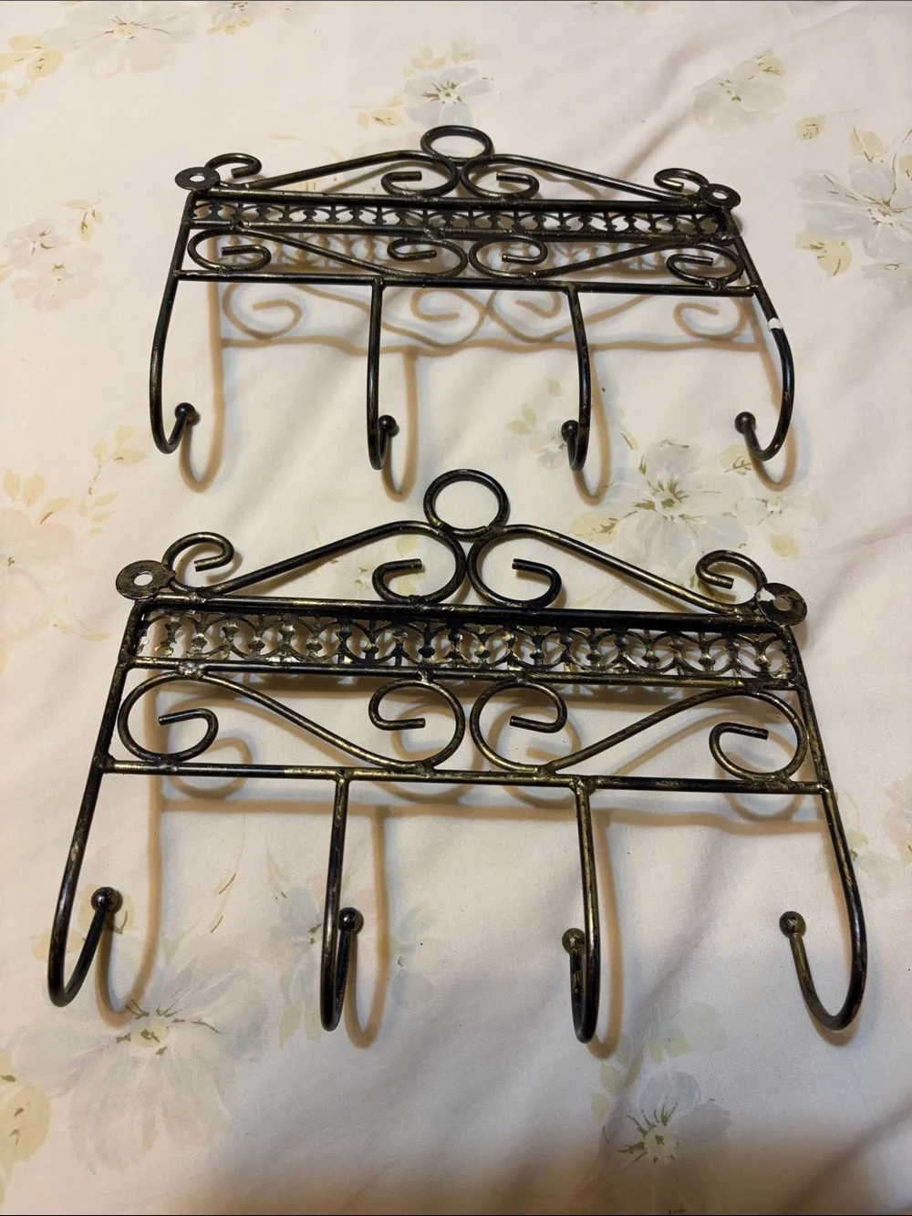 Decorative Black/Gold Metal Wall Hook Rack Set - Unbranded